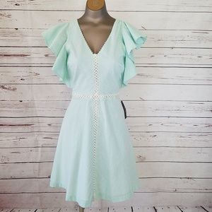 Isaac Mizrahi Striped Dress Ruffle Sleeve New